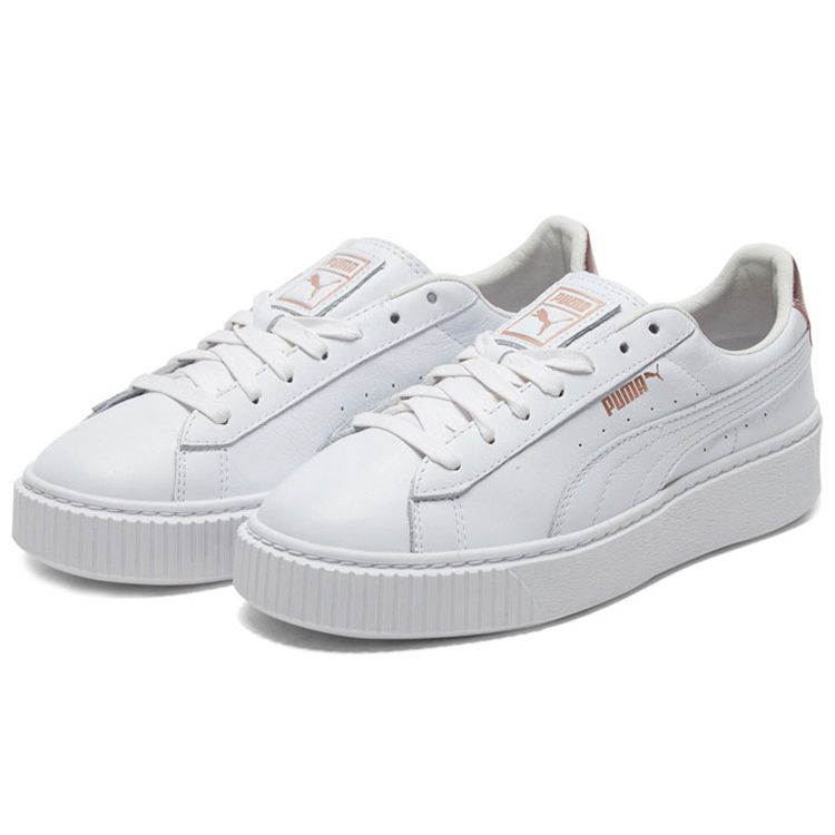 Puma Basket Platform Rgh Low Top Sneakers Women Sneakers White Rose-Gold 369631-02