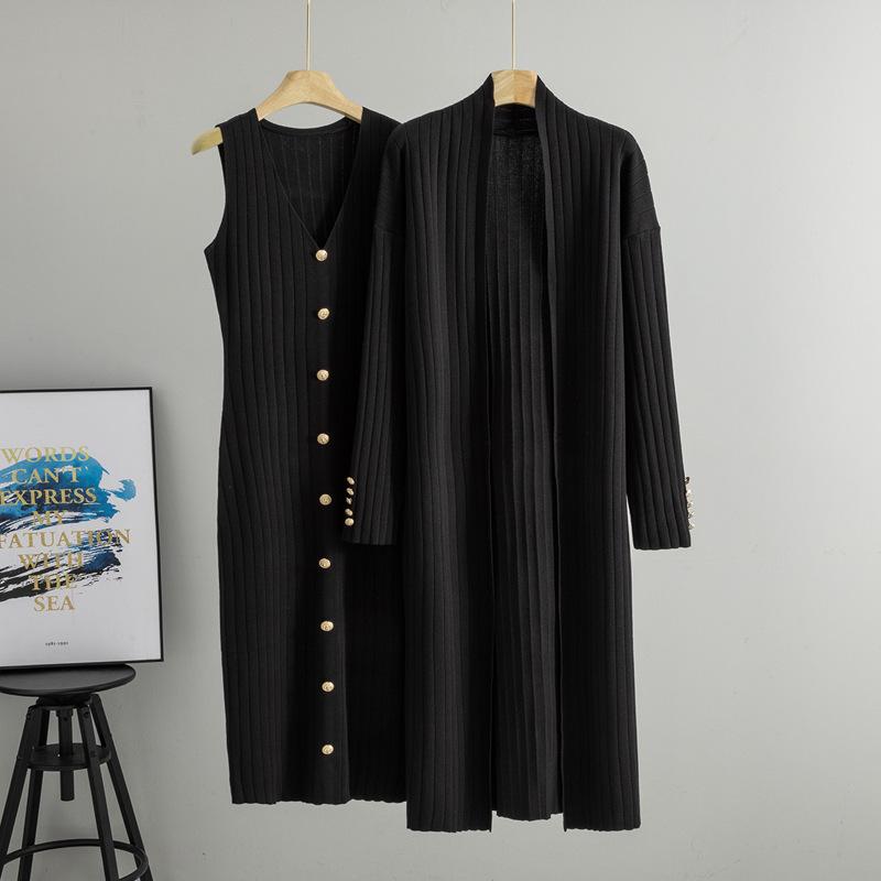 Women's Cross-Border Knit Cardigan & Dress Two-Piece Set - Spring/Autumn Style