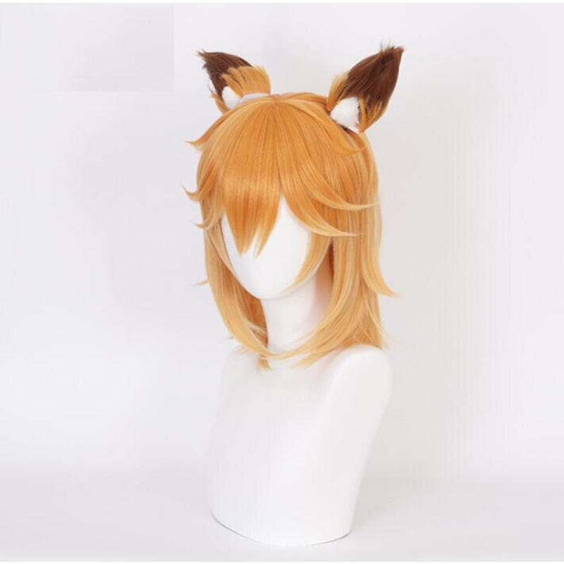 Anime Sewayaki Kitsune no Senko-san Senko Perücken Cosplay Kostüm Halloween party Lolita Gradienten Kurze haar Perücke Mit Ohren