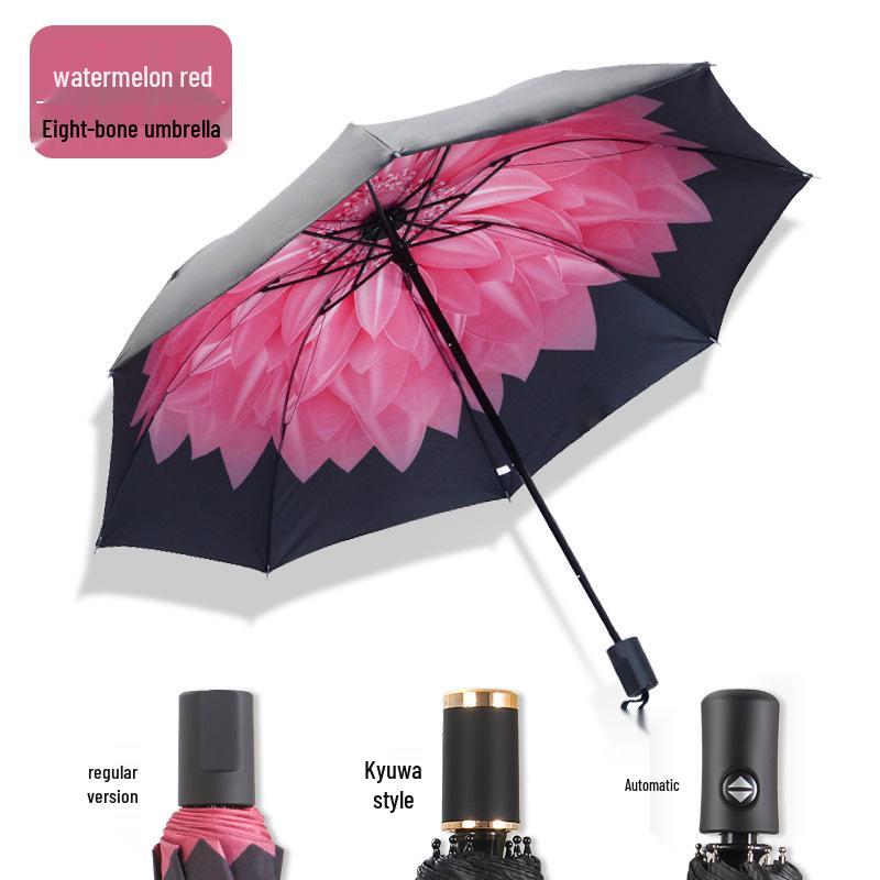 

Настраиваемый автоматический зонт от солнца и дождя с внутренним узором, защитой от УФ-лучей и солнцезащитным покрытием из черного клея Regular (Inner Pattern)