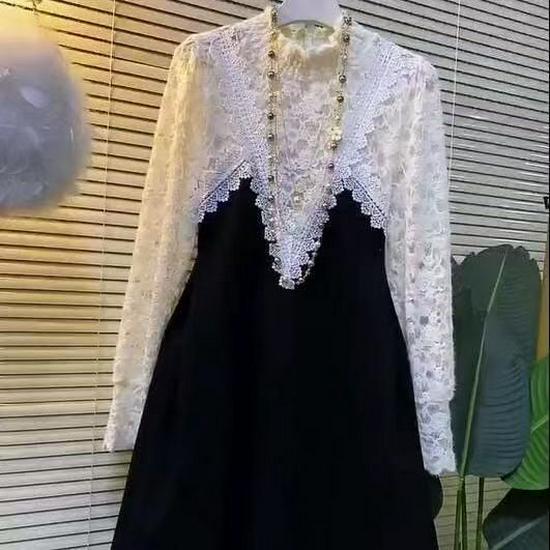 

Plus Size Women s Spring Lace Patchwork Water Velvet Two-Piece Dress - Purple 4XL 150-170