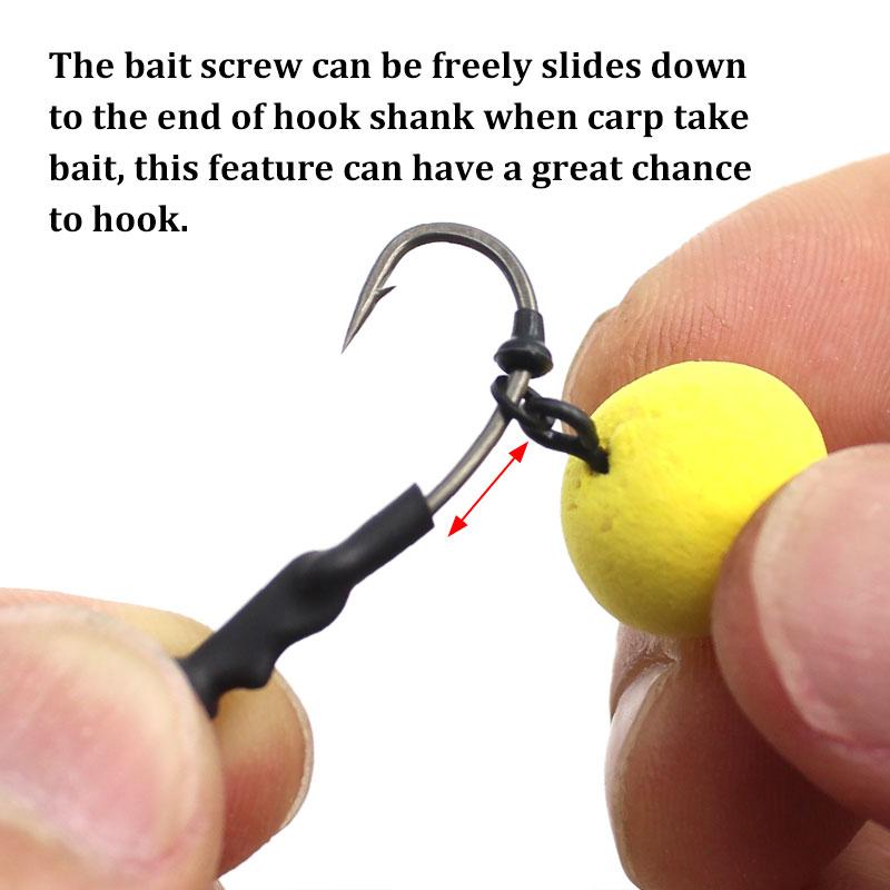 4pcs Ronnies Rigs With Bait Screw/Ring Swivel Strong Curve Shank Fishing Hook Ready Made Rig For Carp Fishing Accessories Tackle
