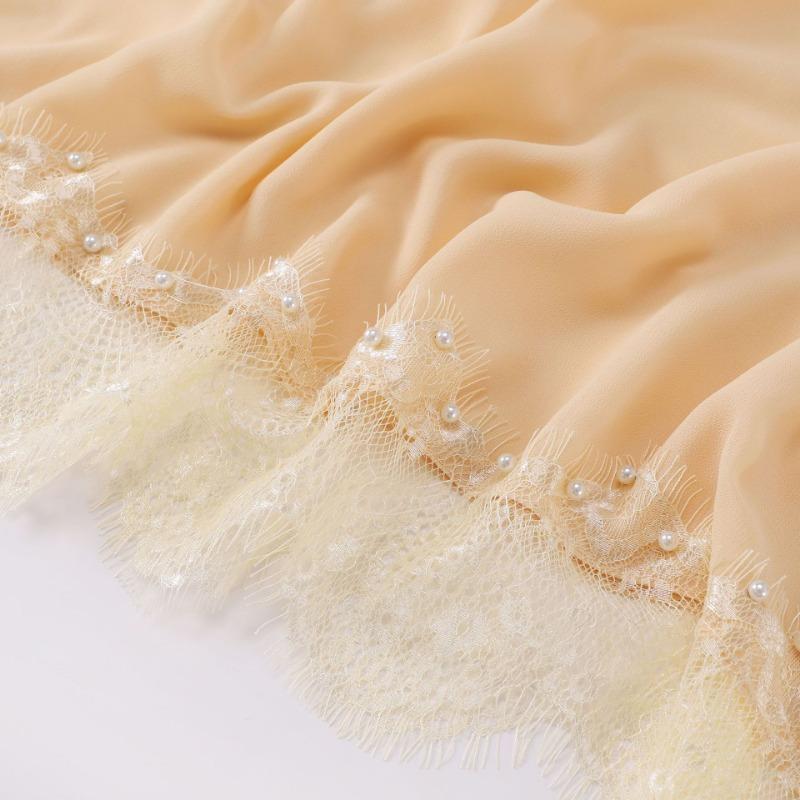 Eyelash Lace Chiffon Scarf With Beads For African Women