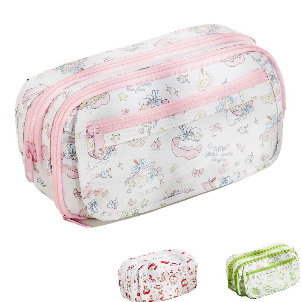 Flip Closure Stationery Storage Bag Multilayer Pencil Case Cute Pen Bag Students Supplies