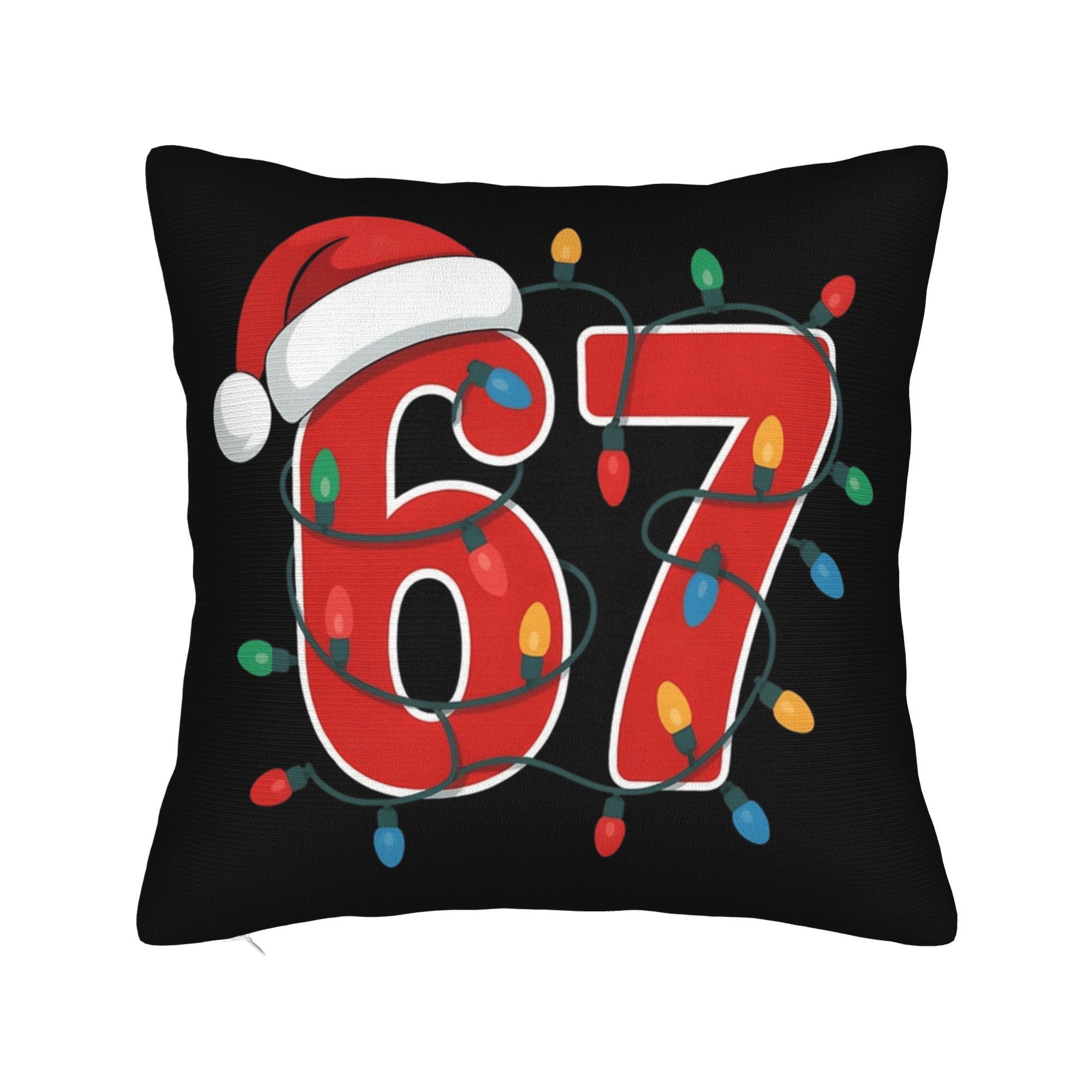 Pillow Case 67 Christmas Funny Six Seven Meme Brainrot Santa Claus Soft  Pillow Cover For Couch Sofa Bedroom Morden Pillowcases 12x12Inch