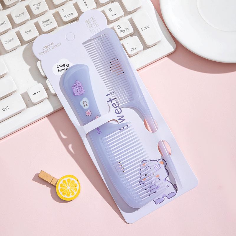 Jelly Color Cartoon Print Children's Fine-Tooth Comb Set - Portable Hair Styling with Pointed Tail Comb