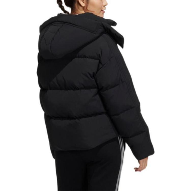 Adidas Neo Octjkt Down Solid Color Embroidered Logo Zipper Hooded Down Jacket Women Jacket Black H18637
