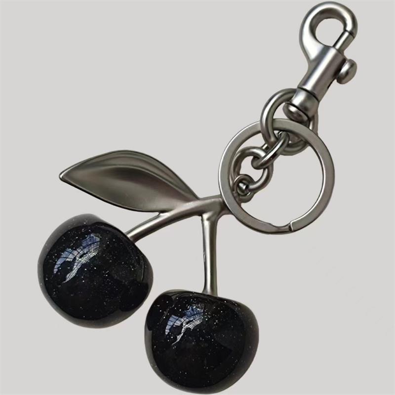 Black Cherry Fruit Charm Car Keychain Pendant Decoration Handbag Shoulder Bag Hanging Ornament Keyring  Accessories Gifts