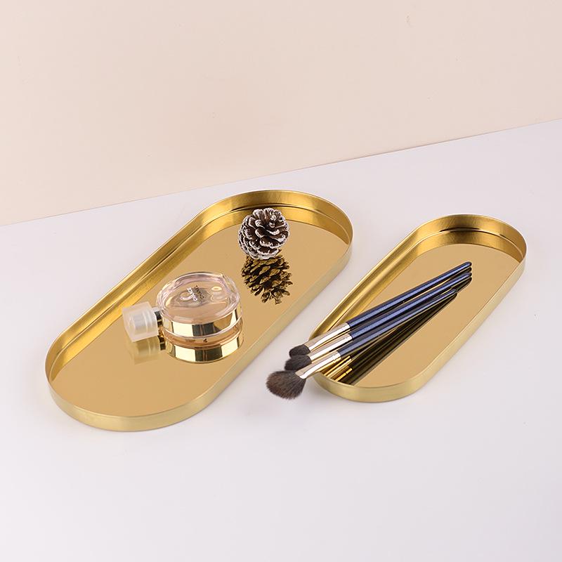Luxury Stainless Steel Oval Jewelry and Cosmetics Tray