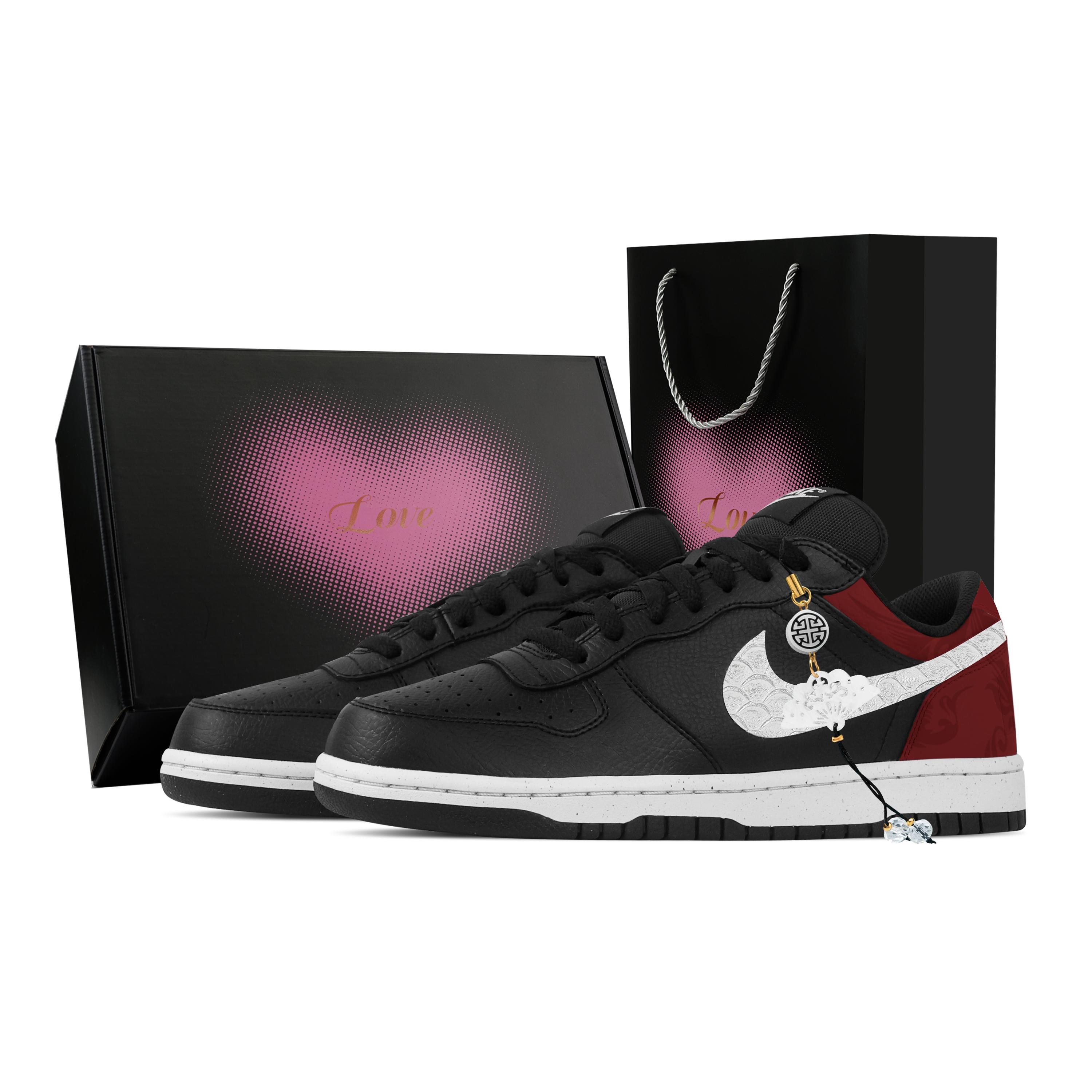 

Nike Big Red Vein Lock Cloud, Heart Box Abrasion Resistant Breathable Low top Skateboard Shoes Men s Black Red 355152-016(Team773--) 44.5