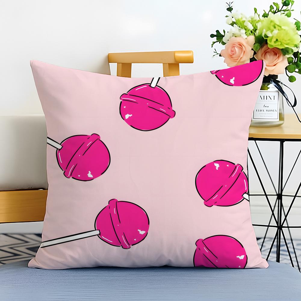 sweet pink candy Cushion Cover Washable Linen comfort Soft for Sofa Bed Cozy Home Room Decor
