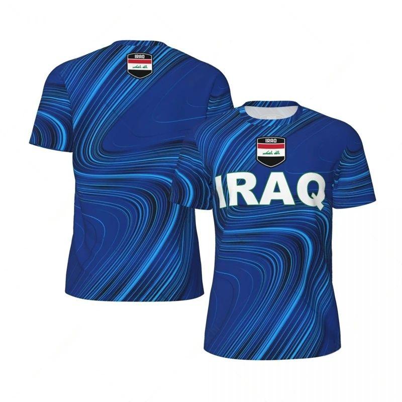2026 Summer IRAQ Flag 3D Print Sport Quick Dry Breathable Men T-shirt Outdoor Football Jersey Loose Fashion Short Sleeve Top