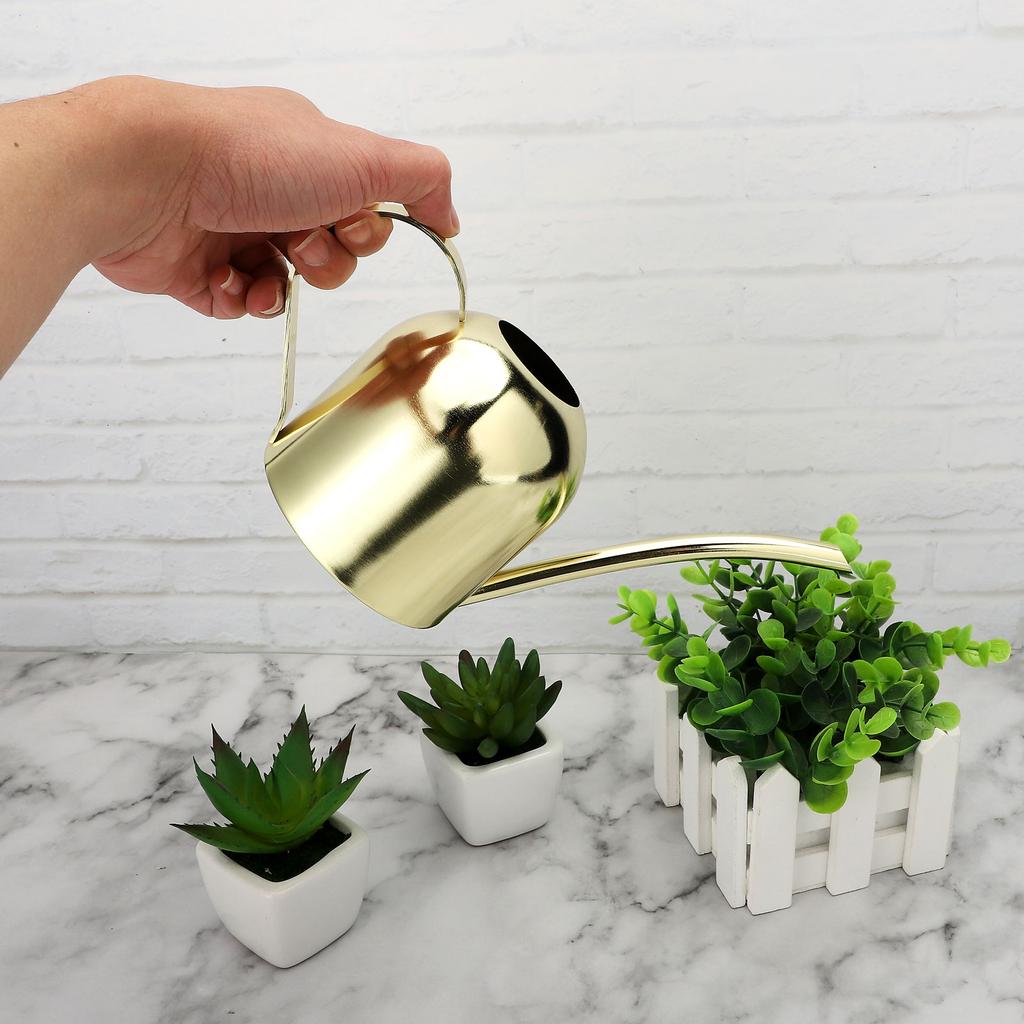 Stainless Steel Watering Can Plant Watering Pot with Long Spout Watering Can Gardening Tools 450ml