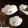 Ceramic Flower Deep Bowl Pure White Oat Breakfast Bowls Fruit Plate Salad Bowl Yogurt Cup Soup Bowls Dining Plate Pasta Dish