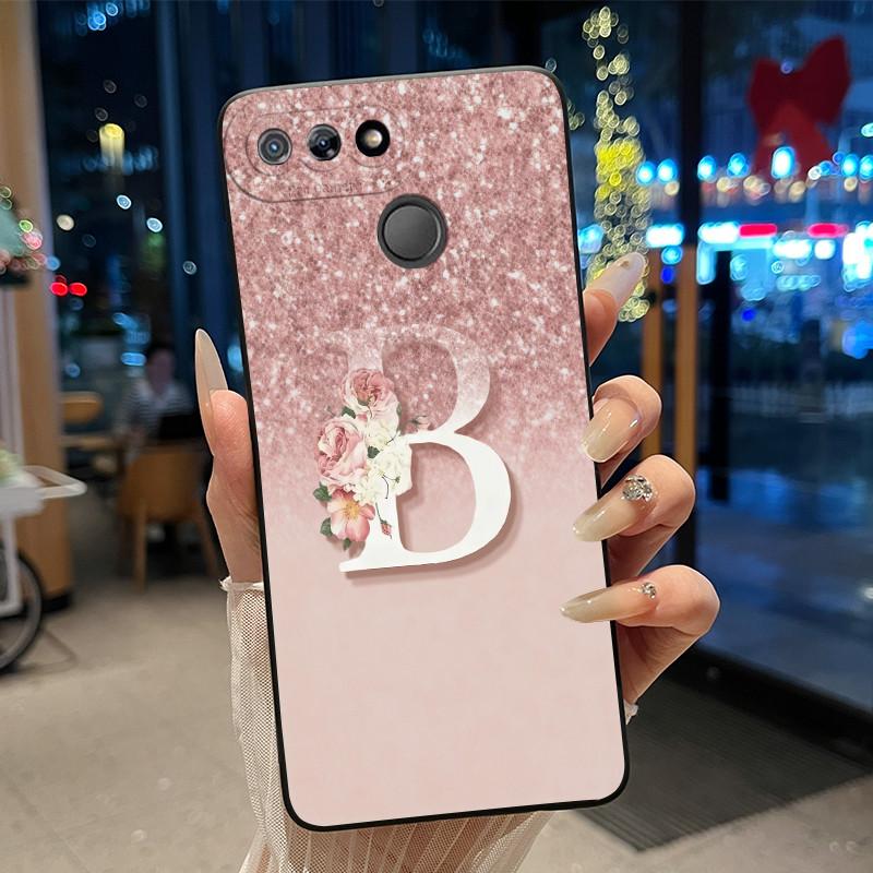 

Aesthetic Case For Itel P15 A35 A25 A25 Pro Beautiful Trendy Letter With Flower Couple Soft Silicone Black Anti-scratch Casing Itel P15