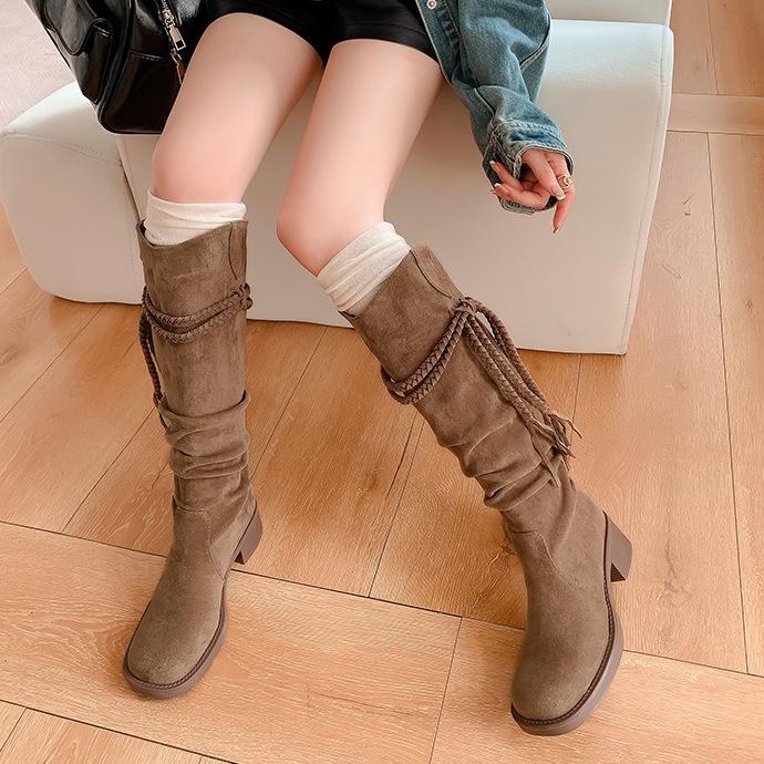 Women's soft elastic soles are not tired feet warm breathable thick soles to increase the height of fashionable and comfortable western cowboy boots