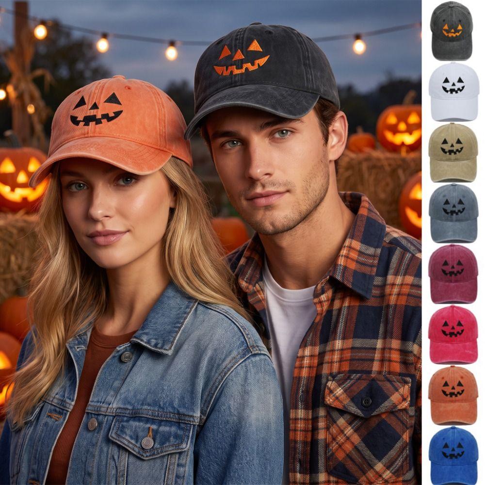 UV Protection Embroidered Pumpkin Hat Breathable Sunshade Cap Fashion Halloween Baseball Cap Party