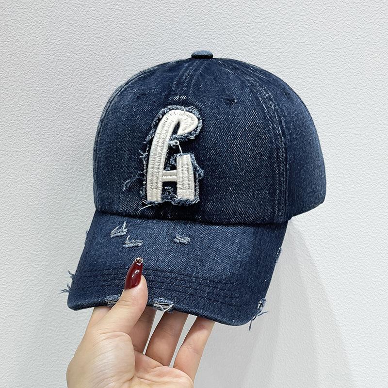 Hat Baseball Cap Cowboy Washed and Old Letter Men's and Women's New European and American Simple Korean Version Soft Duckbill Hat with High-end Feel