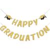 Red Happy Graduation Banner for 2026 Grad Party Decorations Glitter Cap Congrats Grad Banner Sign for Class of 2026 Graduation Decorations