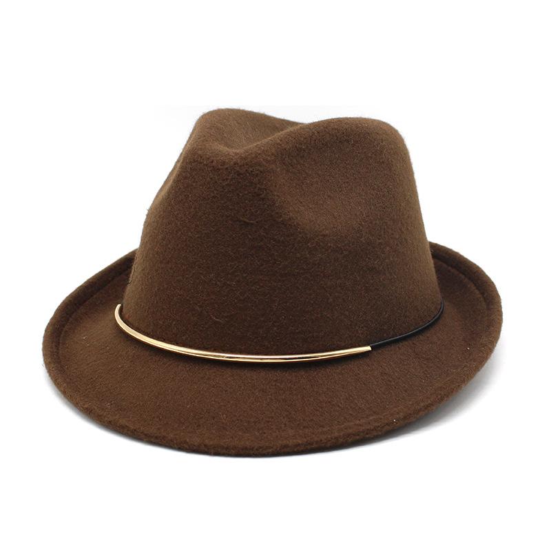 Wool Top Hat Ladies Trend Hat Gold Buckle Jazz Hat Wool Felt Hat