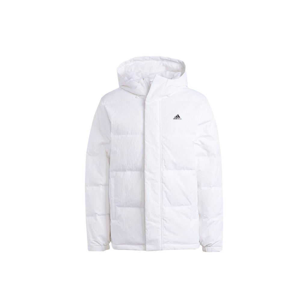 Adidas Regular Daily 500 Letter Logo Print Long Sleeve Hooded Down Jacket Men Outerwear White IZ4884