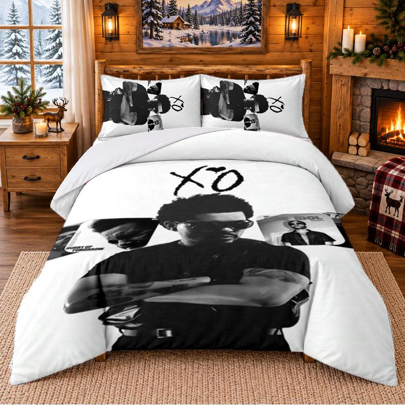 The Weeknd Muster Bettwäsche 3-teiliges Set Bettlaken und Kissenbezüge für Schlafzimmer