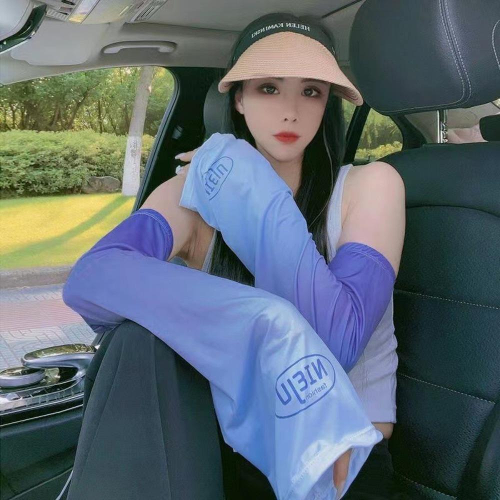 

Loose Arm Sleeves Ice Fabric Long Gloves New Sunscreen Gloves Riding Driving рожевий