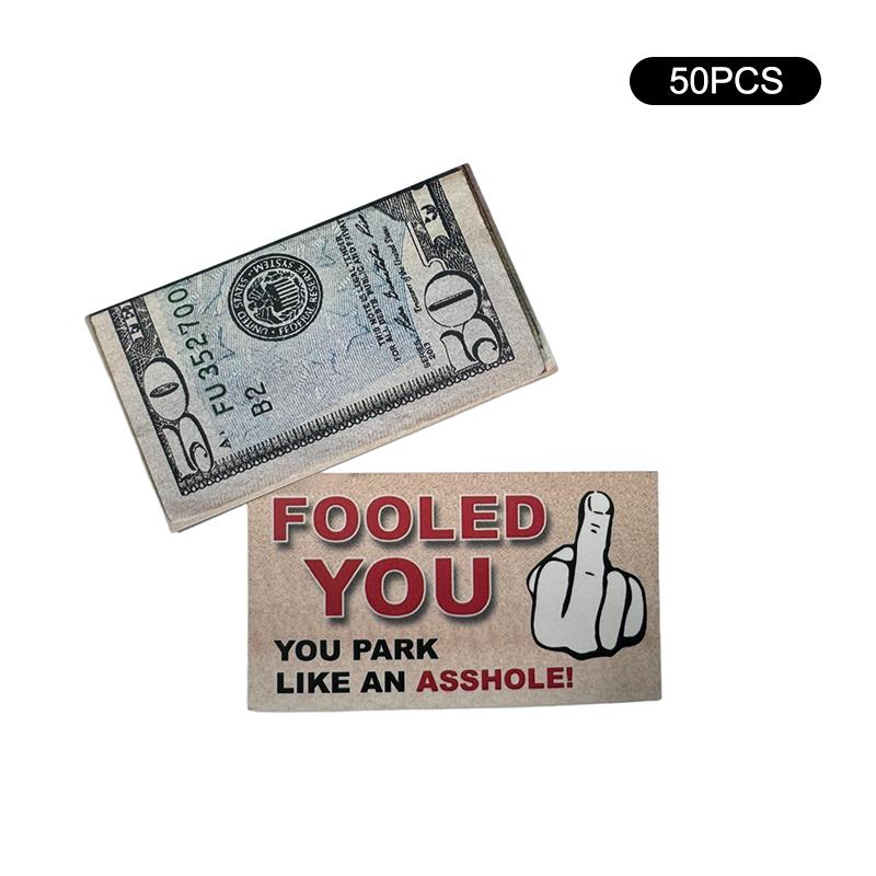 

200/50Pcs Parking Prank Cards Look Like $50 Money From A Distance Funny Fake Tickets Bad Parking Cards Portable Humor Cards 50pcs