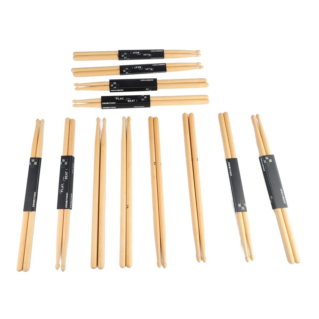 12 Pairs 7A Drumsticks Maple Wood Portable Drumsticks Set for Band Performance Home Practice Drumsticks for Practice Drumsticks for Practice