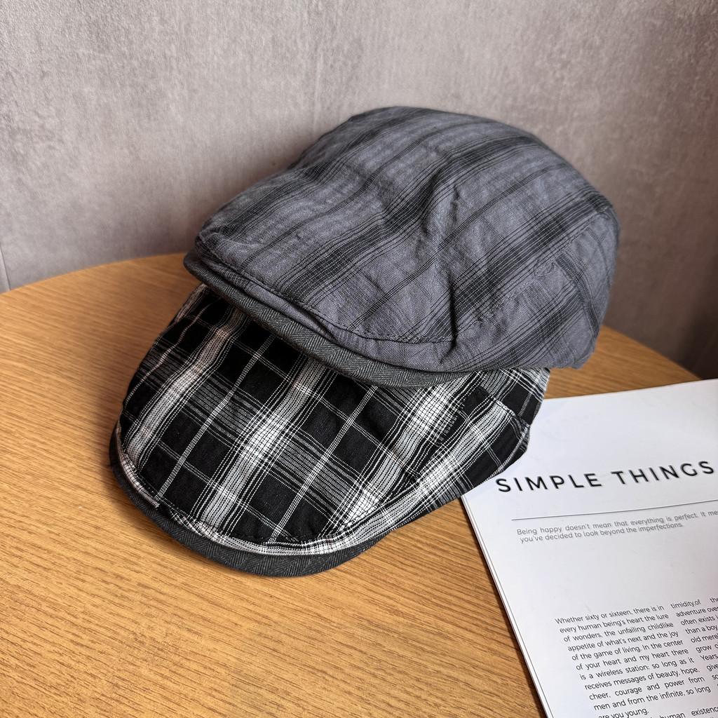 Vintage Plaid Forward Cap For Women Men Summer Sun Hat With Breathable Cotton Material