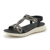 Women's Beaded Rhinestones Sandals T-Strap Bohemian Sandals Breathable Dressy Summer Shoes Outdoor