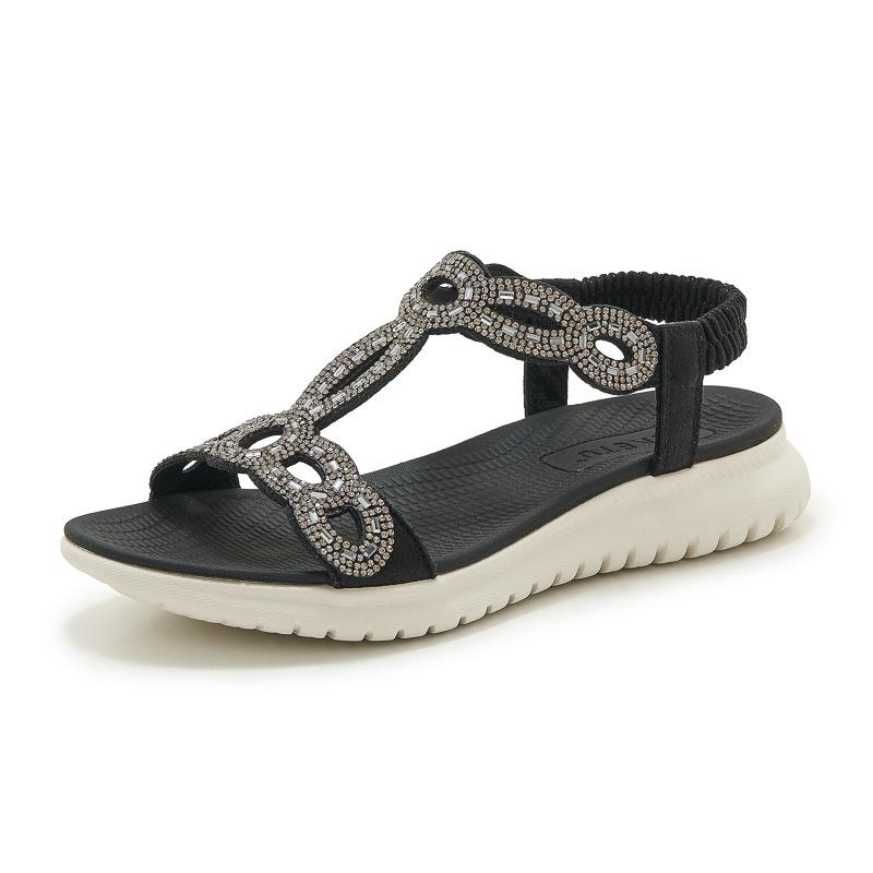 Fashion Plus Size 35-42 Shoes for Women Summer Elegant Women Platform Wedges Comfortable Rhinestone Sandalias De Mujer Beach Shoes