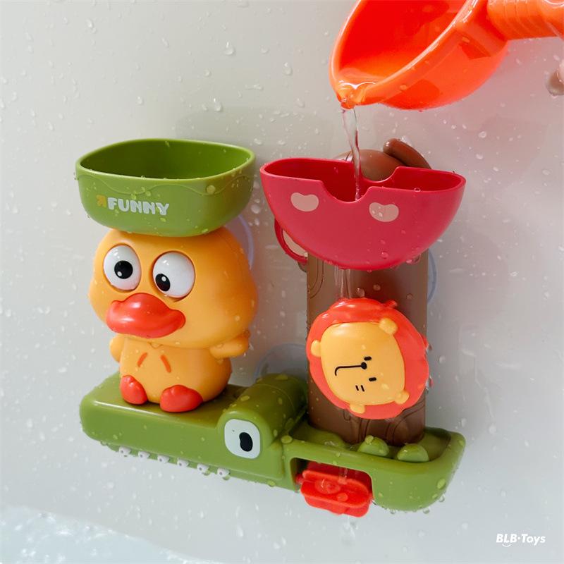 Kinder Cartoon Ente Wasserspiel Badespielzeug mit drehbarer Saugnapf-Dusche