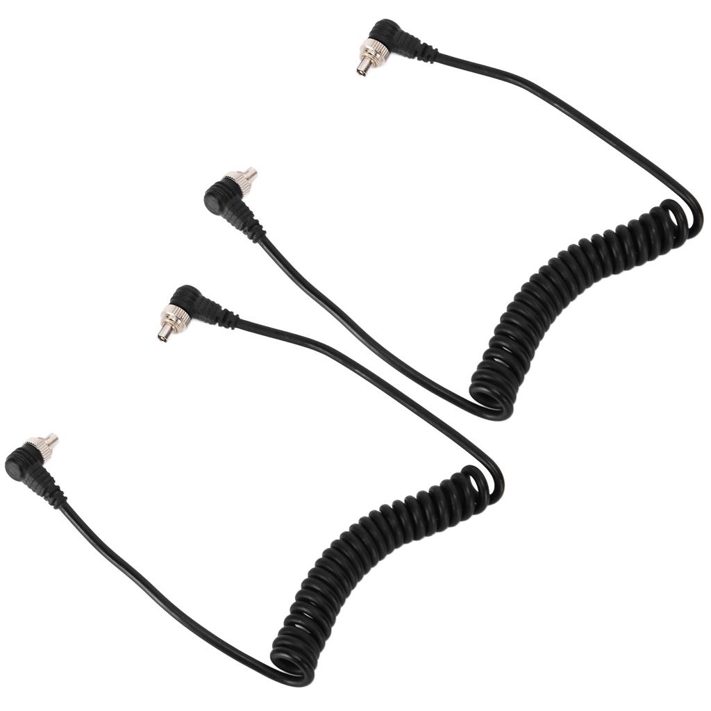 2Pcs Camera Flash Synch PC Cord Male to Male Speedlite Spring Cable Universal Type for Studio Video