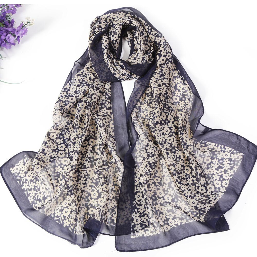 Fashion Chiffon Scarf Floral Long Soft Silky Georgette Shawl Beach Kerchief Scarves Female Foulard  Head Raps Scarf For Women