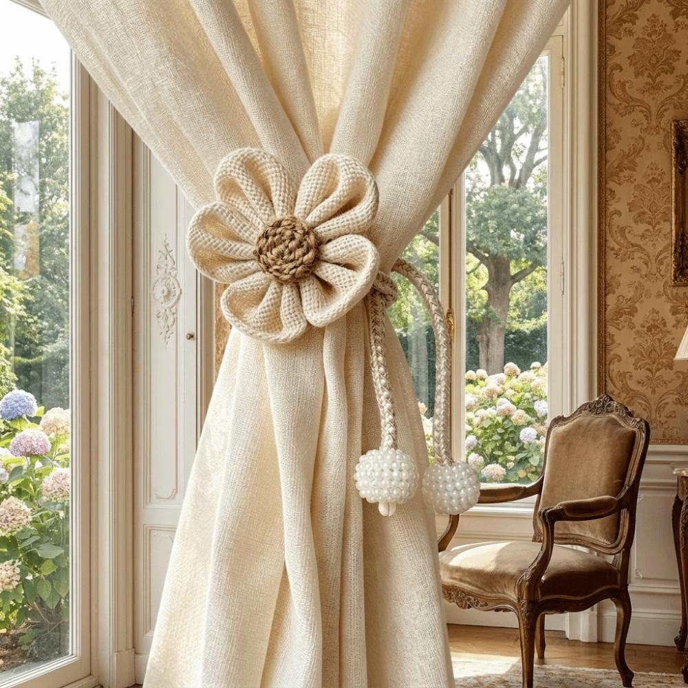 2PCS Adjustable Flower Curtain Tieback Creative Gauze Curtain Binding Rope Home Decor
