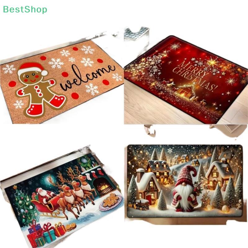 Christmas Themed Door Mat Gingerbread/Santa/gnome Print Floor Mats,Non-Slip Welcome Rugs for Home Entryway & Holiday Decor