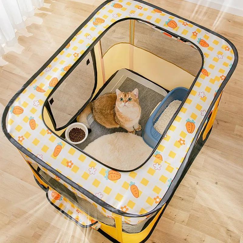 Foldable Pet Playpen Oxford Cloth Indoor Outdoor Tent Fence Storage Bag Puppy Cat Small Animal Easy Assemble Portable Play Pen