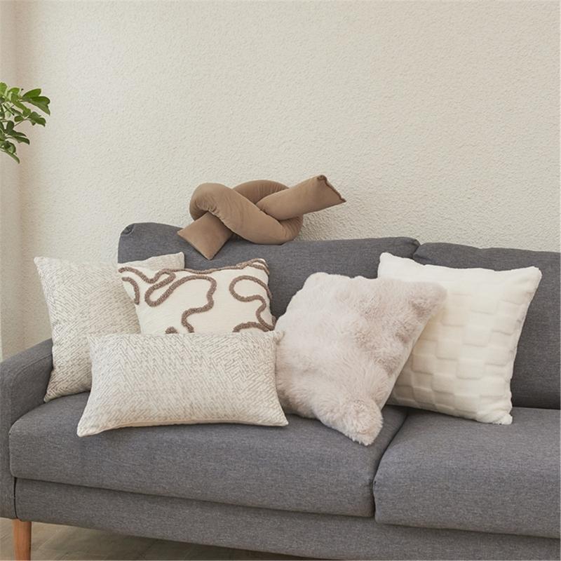Soft to Touch Faux Rabbits Furs Cushions Case, Bubble Velvets Throw Pillow Cover for Lounges