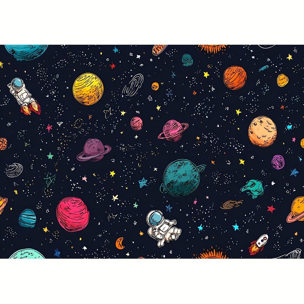 2D. 1 piece featuring cartoon stars planets space and astronauts. Suitable for home decoration and event decoration.
