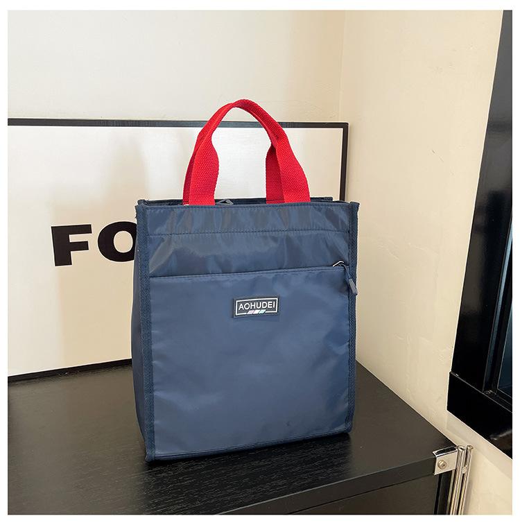 New Contrasting Color Portable Lunch Box Bag, Student Carry Bento Bag At Work, Make-up Bag, File Bag, Handbag.