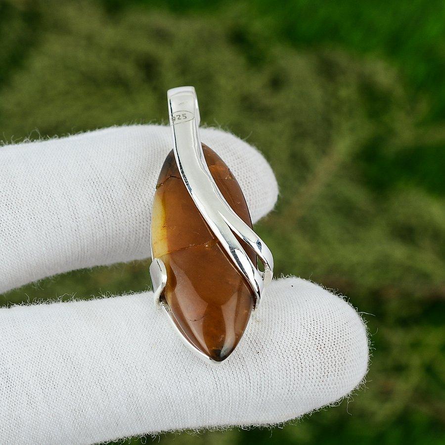 

Marquise Mookaite Gemstone Wedding Bezel Wife Ethnic Pendant Jewelry 925 Silver