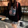 Vintage Cat Print Crewneck Sweatshirt Women Long Sleeve Fleece Lined Loose Casual Top Fall Winter