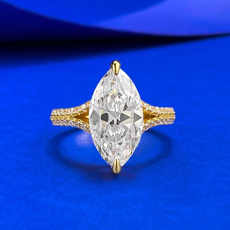 Zhu Zhi Fan Gioielli Anello in Argento Sterling S925 con Diamante Taglio Marquise: Elegante Design Europeo e Americano.