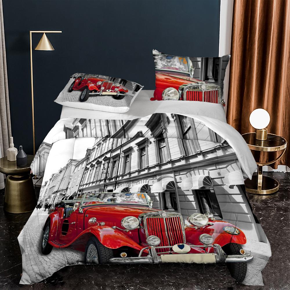 3D Classic Car Series Bedding Set Cartoon Car Theme Duvet Cover and Pillow Case 2/3 Pieces AU140 * 210 Quick Drying Home Decoration