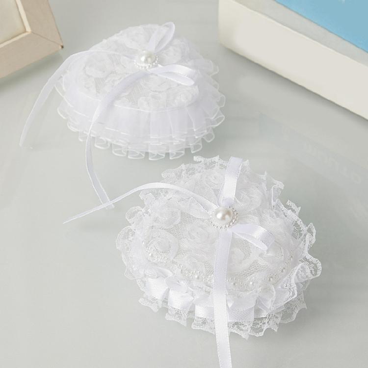 Romance Lace Wedding Rings Holder Heart Shape Fingerring Box For Bridal Party Formal Occasion Jewelry Gift Display