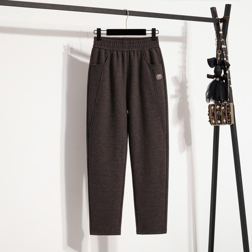 

2026 Autumn/Winter Velvet-Lined Woolen Soft-Stretch Casual Pants with Elastic Waist - Slimming and Versatile. 2XL (90-115 lbs)