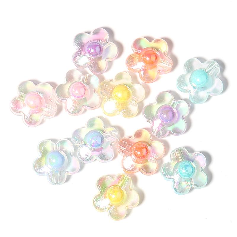 50pcs/lot Colored Acrylic Round Beads Loose Spacer Star Flower Pumpkin Bead For Girls DIY Charm Jewelry Making Bracelet Necklace