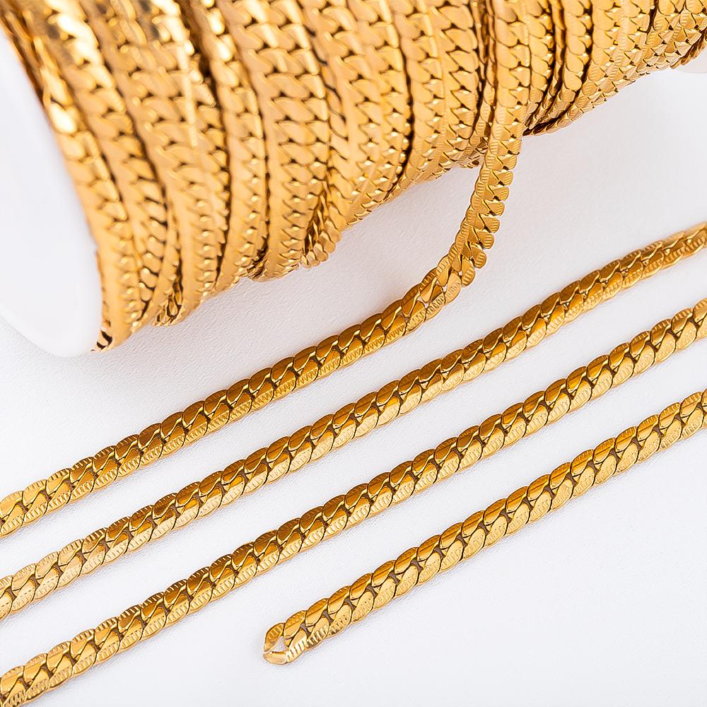 0.5M 1M Geometry Striped Square Necklace Chain Stainless Steel Circle Link Chains DIY Women Bracelets Jewelry Making Body Chain