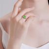 S925 Silver Adjustable Women's Ring with Natural Grade A Bright Green Jade Cabochon
